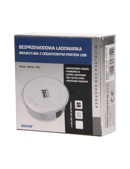 Bezprzewodowa ładowarka indukcyjna z dodatkowym portem USB, czarna