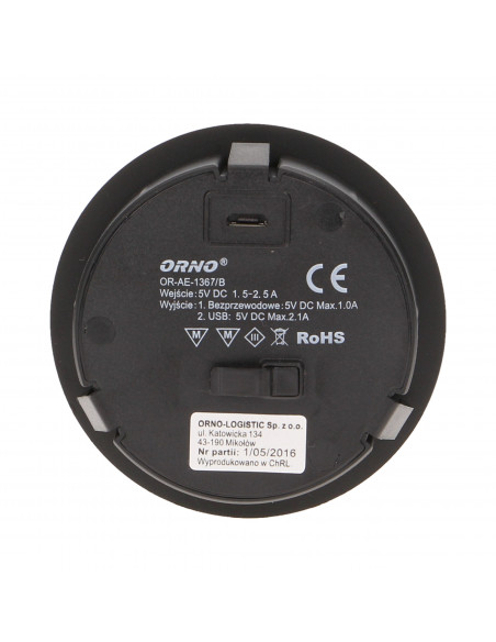 Bezprzewodowa ładowarka indukcyjna z dodatkowym portem USB, czarna