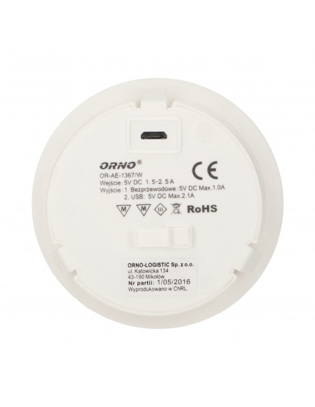 Bezprzewodowa ładowarka indukcyjna z dodatkowym portem USB, biała