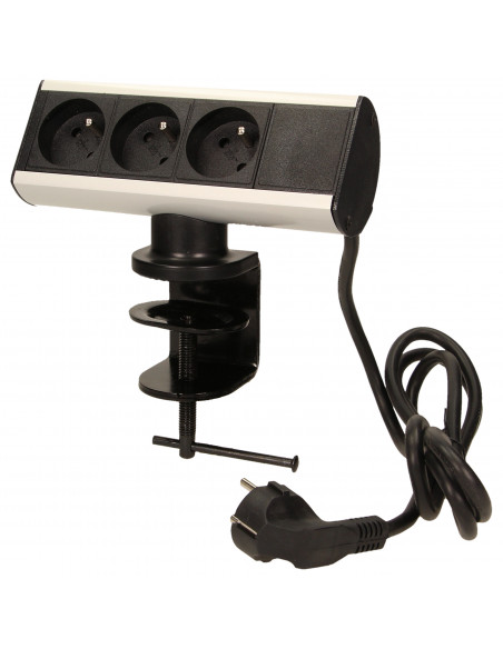 Gniazdo meblowe z uchwytem montażowym i przewodem 1,8m, 3x2P+Z