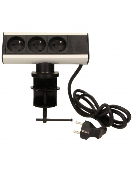 Gniazdo meblowe z uchwytem montażowym i przewodem 1,8m, 3x2P+Z