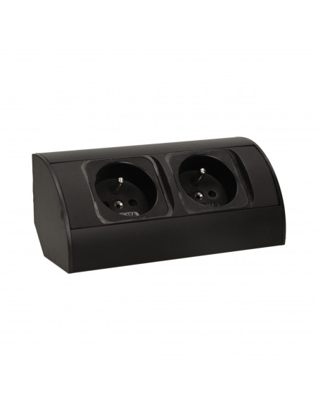 Gniazdo meblowe bez wyłącznika, 2x2P+Z, czarne