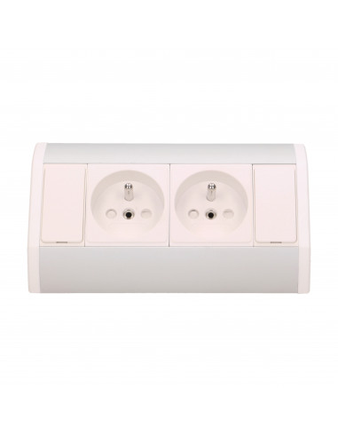 Gniazdo meblowe 2x2P+Z, biało-srebrne