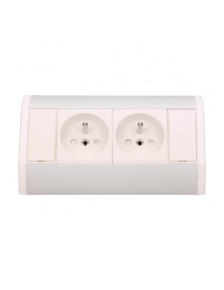 Gniazdo meblowe 2x2P+Z, biało-srebrne