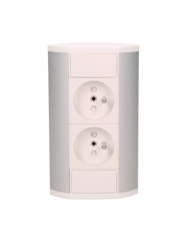 Gniazdo meblowe 2x2P+Z, biało-srebrne