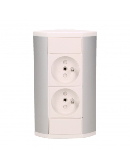 Gniazdo meblowe 2x2P+Z, biało-srebrne