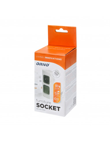 Gniazdo meblowe z wyłącznikiem, 1x2P+Z