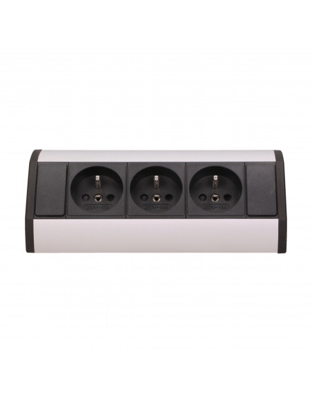 Gniazdo meblowe 3x2P+Z, czarno-srebrne