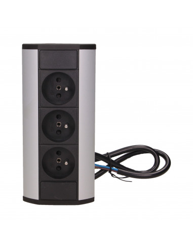 Gniazdo meblowe 3x2P+Z, czarno-srebrne