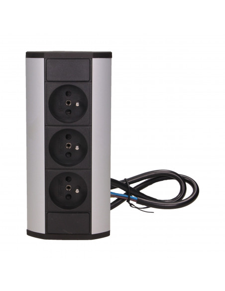 Gniazdo meblowe 3x2P+Z, czarno-srebrne