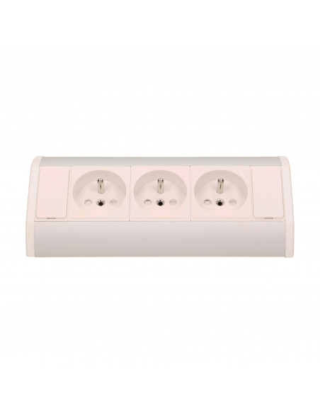 Gniazdo meblowe 3x2P+Z, biało-srebrne