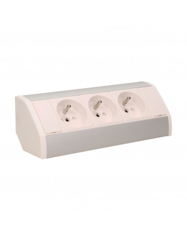Gniazdo meblowe 3x2P+Z, biało-srebrne