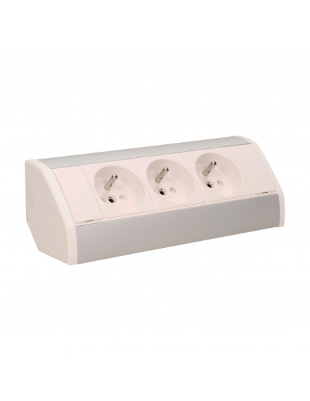 Gniazdo meblowe 3x2P+Z, biało-srebrne