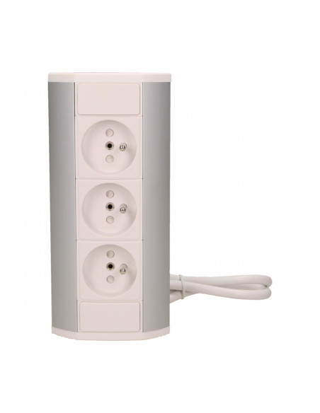 Gniazdo meblowe 3x2P+Z, biało-srebrne