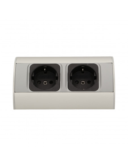 Gniazdo meblowe bez wyłącznika, 2x2P+Z, srebrne, wersja schuko