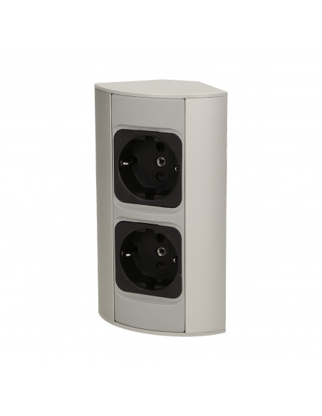 Gniazdo meblowe bez wyłącznika, 2x2P+Z, srebrne, wersja schuko