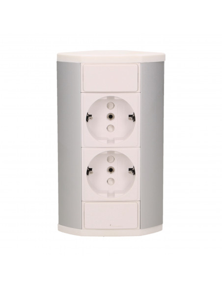 Gniazdo meblowe 2x2P+Z, schuko, biało-srebrne