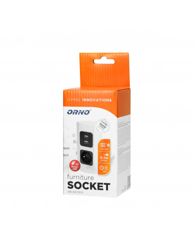 Gniazdo meblowe 1x2P+Z, 2xUSB, wersja...