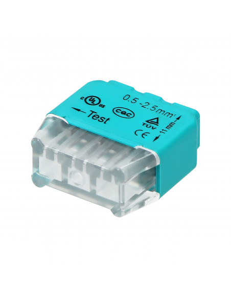 Złączka instalacyjna wciskana 3-przewodowa, na drut 0,75-2,5mm², IEC 300V/24A, Blister 10 szt.