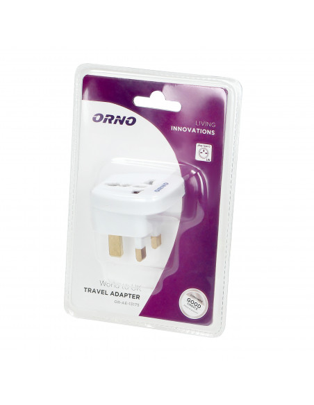 adapter podróżny - World to UK, 230VAC/13A, biały