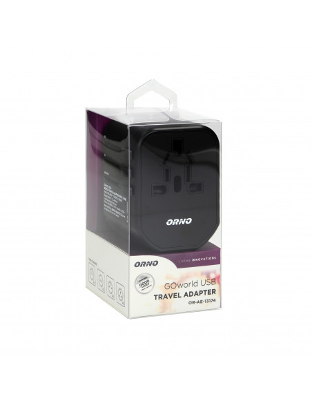  GOworld USB uniwersalny adapter podróżny do ponad 200 krajów świata,  100-240V, 8A, 2 x USB, 5V  2,4A inteligentna...