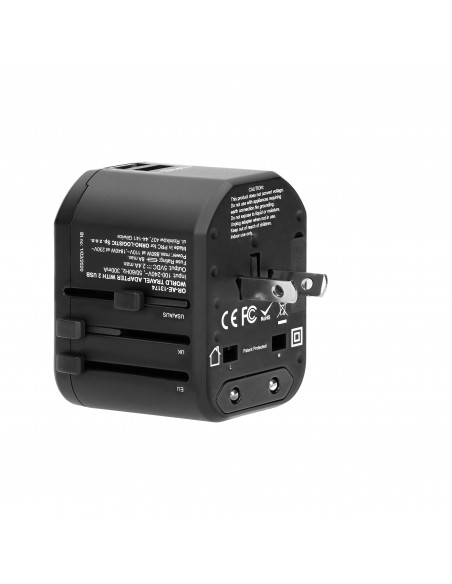  GOworld USB uniwersalny adapter podróżny do ponad 200 krajów świata,  100-240V, 8A, 2 x USB, 5V  2,4A inteligentna...