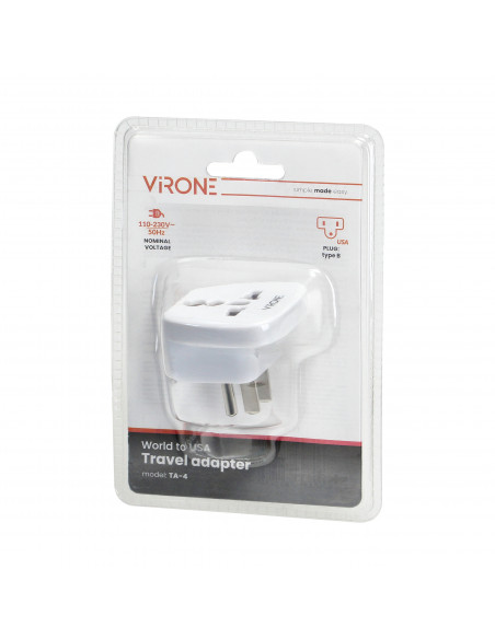 Adapter podróżny - World to USA, 110-230V/10A, biały