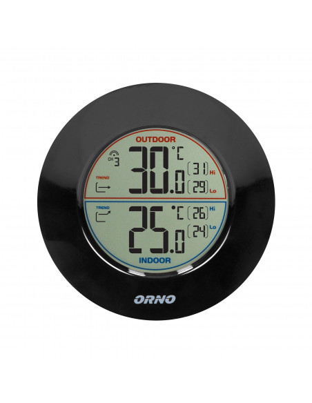 Bezprzewodowa stacja pogodowa z pomiarem temperatury zewnętrznej i wewnętrznej, czarna