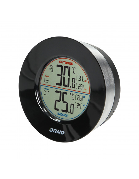 Bezprzewodowa stacja pogodowa z pomiarem temperatury zewnętrznej i wewnętrznej, czarna