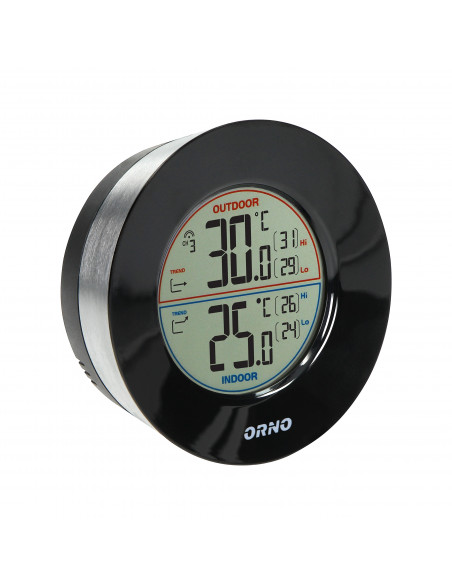 Bezprzewodowa stacja pogodowa z pomiarem temperatury zewnętrznej i wewnętrznej, czarna