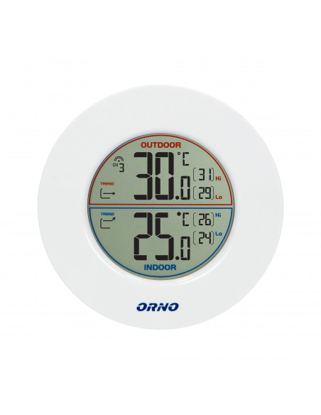 Bezprzewodowa stacja pogodowa z pomiarem temperatury zewnętrznej i wewnętrznej, biało-szara