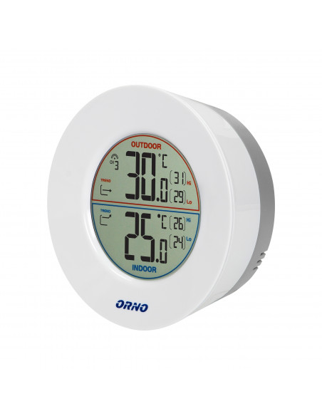 Bezprzewodowa stacja pogodowa z pomiarem temperatury zewnętrznej i wewnętrznej, biało-szara