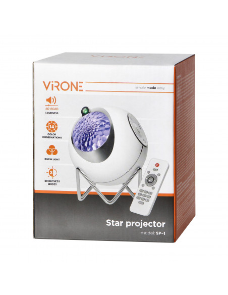  Projektor gwiazd 15 trybów pracy, 5 relaksacyjnych dźwięków, możliwość puszczenia własnej muzyki dzięki...