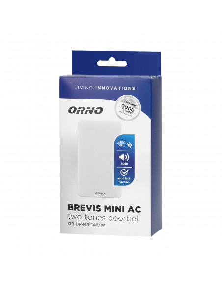 Dzwonek elektromechaniczny dwutonowy BREVIS MINI AC, 230V, biały