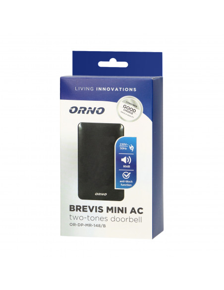 Dzwonek elektromechaniczny dwutonowy BREVIS MINI AC, 230V, czarny
