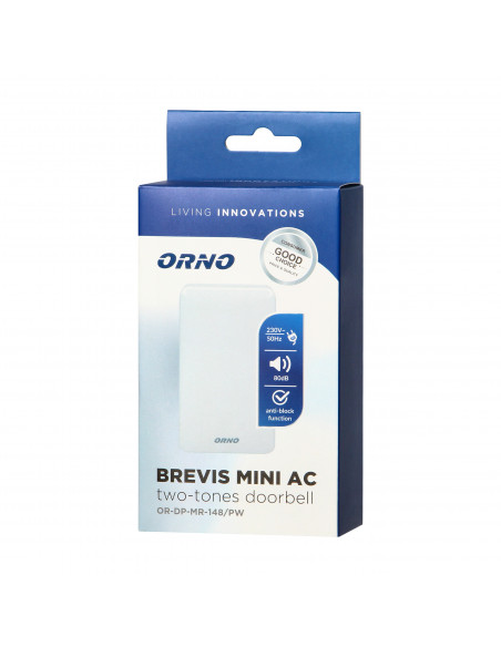 Dzwonek elektromechaniczny dwutonowy BREVIS MINI AC, 230V, śnieżnobiały