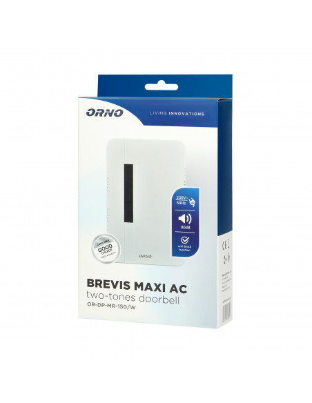 Dzwonek elektromechaniczny dwutonowy BREVIS MAXI AC, 230V, biały