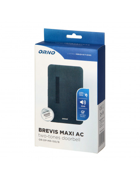 Dzwonek elektromechaniczny dwutonowy BREVIS MAXI AC, 230V, czarny