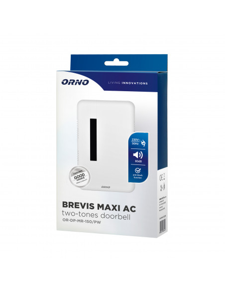 Dzwonek elektromechaniczny dwutonowy BREVIS MAXI AC, 230V, śnieżno biały
