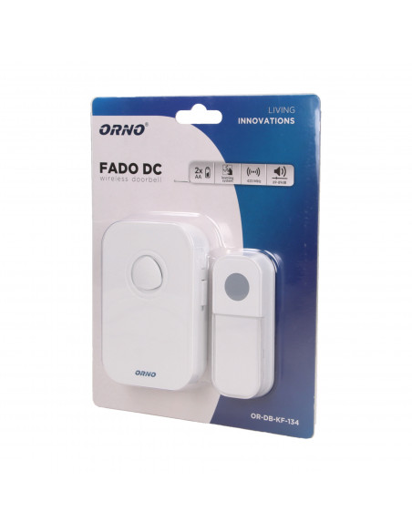Dzwonek bezprzewodowy FADO DC, bateryjny, learning system, 36 dźwięków, 100m
