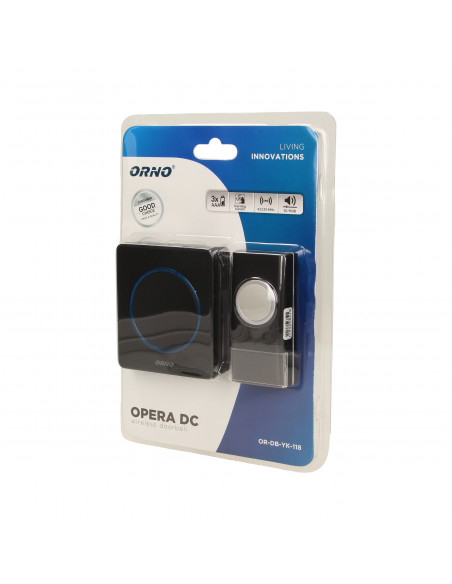 Dzwonek bezprzewodowy OPERA DC, bateryjny, learning system, 48 dźwięków, 100m