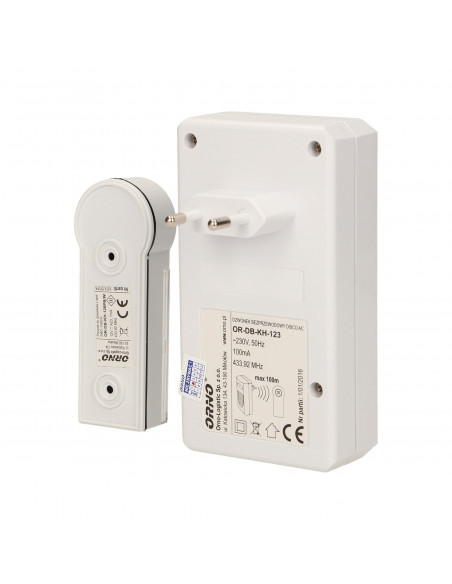 Dzwonek bezprzewodowy DISCO AC, sieciowy, learning system, 1 dźwięk, 100m