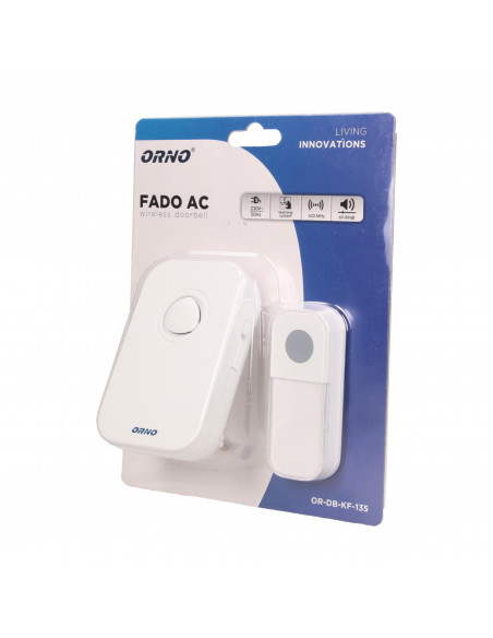 Dzwonek bezprzewodowy FADO AC, sieciowy, learning system, 36 dźwięków, 100m