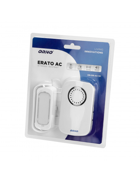 Dzwonek bezprzewodowy ERATO AC, sieciowy, learning system, 32 dźwięki, 100m