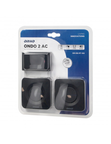  Zestaw dwóch dzwonków bezprzewodowych ONDO AC, sieciowych z 1 przyciskiem bezbateryjnym, learning system, 36...
