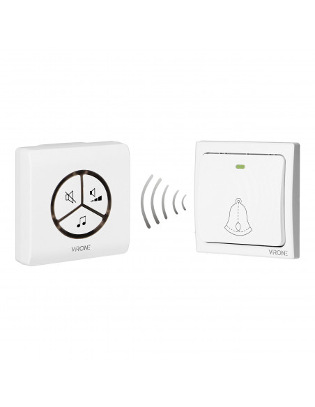 Dzwonek bezprzewodowy WAYO AC, sieciowy, bezbateryjny przycisk, learning system, 25 dźwięków, 100m