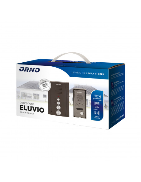 Zestaw domofonowy jednorodzinny, bezsłuchawkowy, czarny ELUVIO