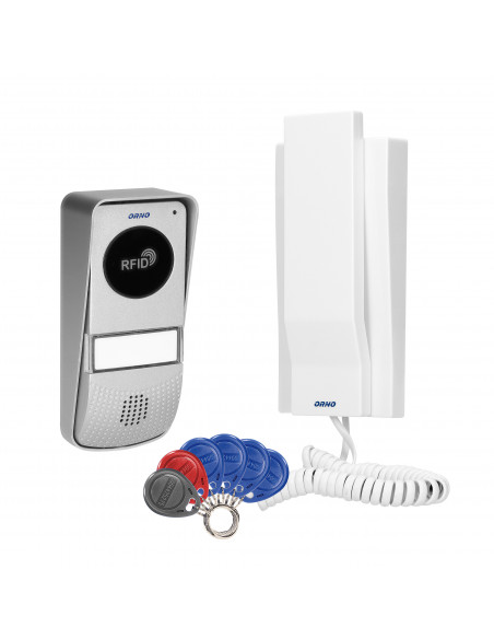 Zestaw domofonowy 1-rodzinny natynkowy z czytnikiem breloków, MIZAR 