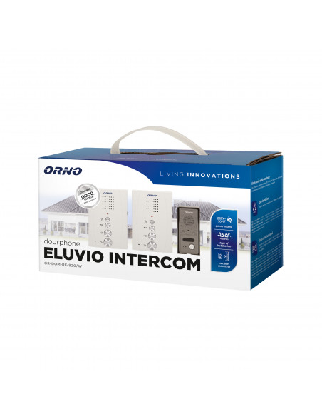 Zestaw domofonowy jednorodzinny z interkomem, bezsłuchawkowy, biały, ELUVIO INTERCOM