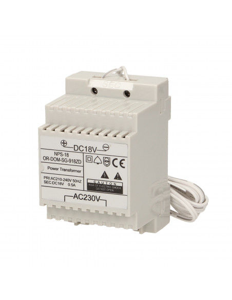 Zasilacz na szynę DIN 18VDC/0,5A do domofonów z serii SAGITTA 